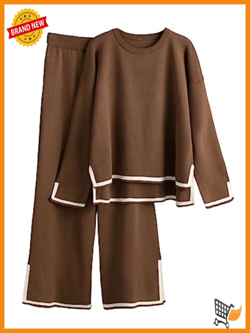 Women's Knit Sweater Lounge Set Two Piece Wide Leg Pants